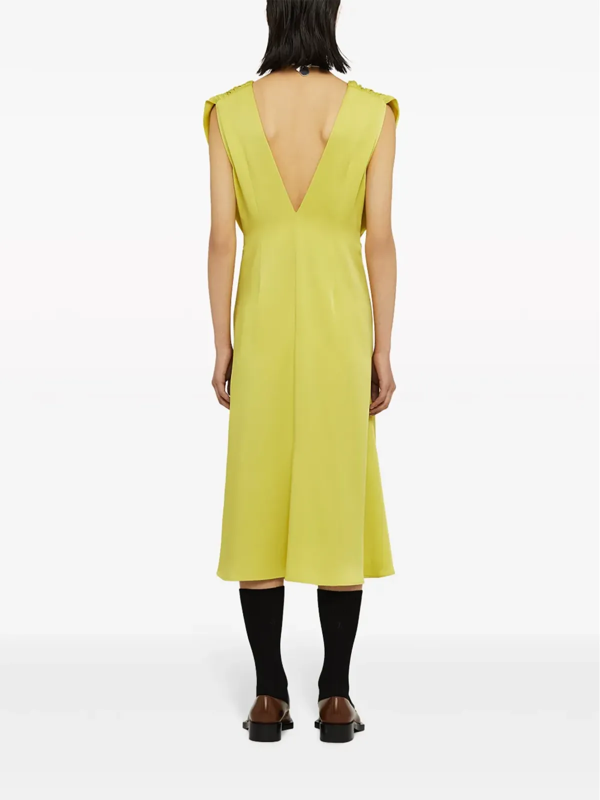 Jil Sander ギャザー入りノースリーブミディドレス - グリーン - 画像4