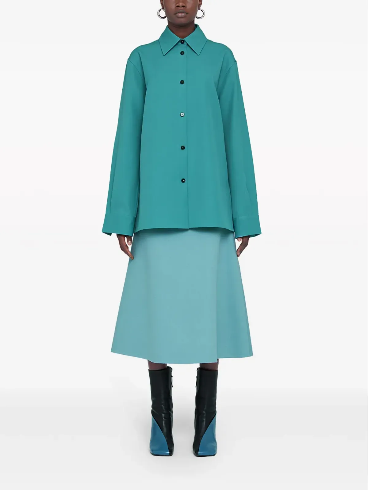 Jil Sander ポインテッドカラー ウールシャツ - 画像2