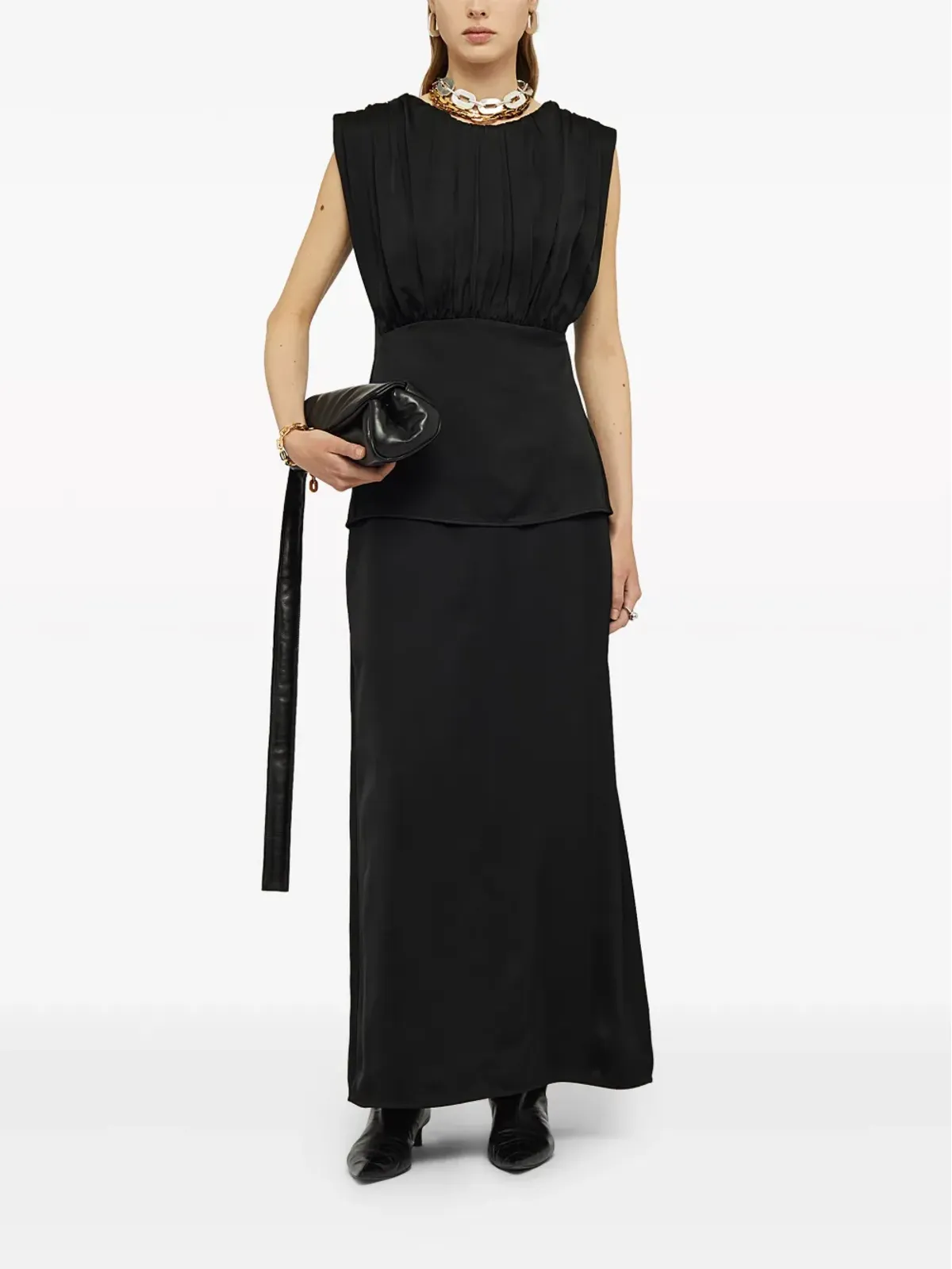 Jil Sander ギャザー入りディテール ノースリーブ ブラウス - ブラック - 画像2