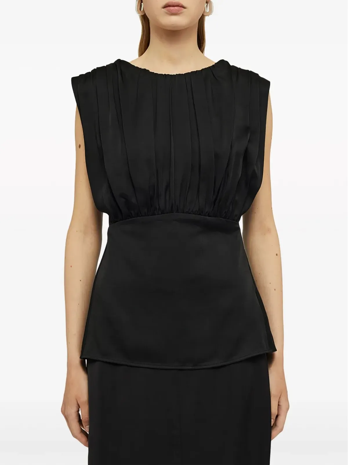 Jil Sander ギャザー入りディテール ノースリーブ ブラウス - ブラック - 画像3