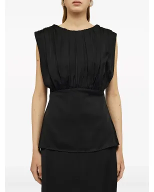 Jil Sander ギャザー入りディテール ノースリーブ ブラウス - ブラック - サムネイル3