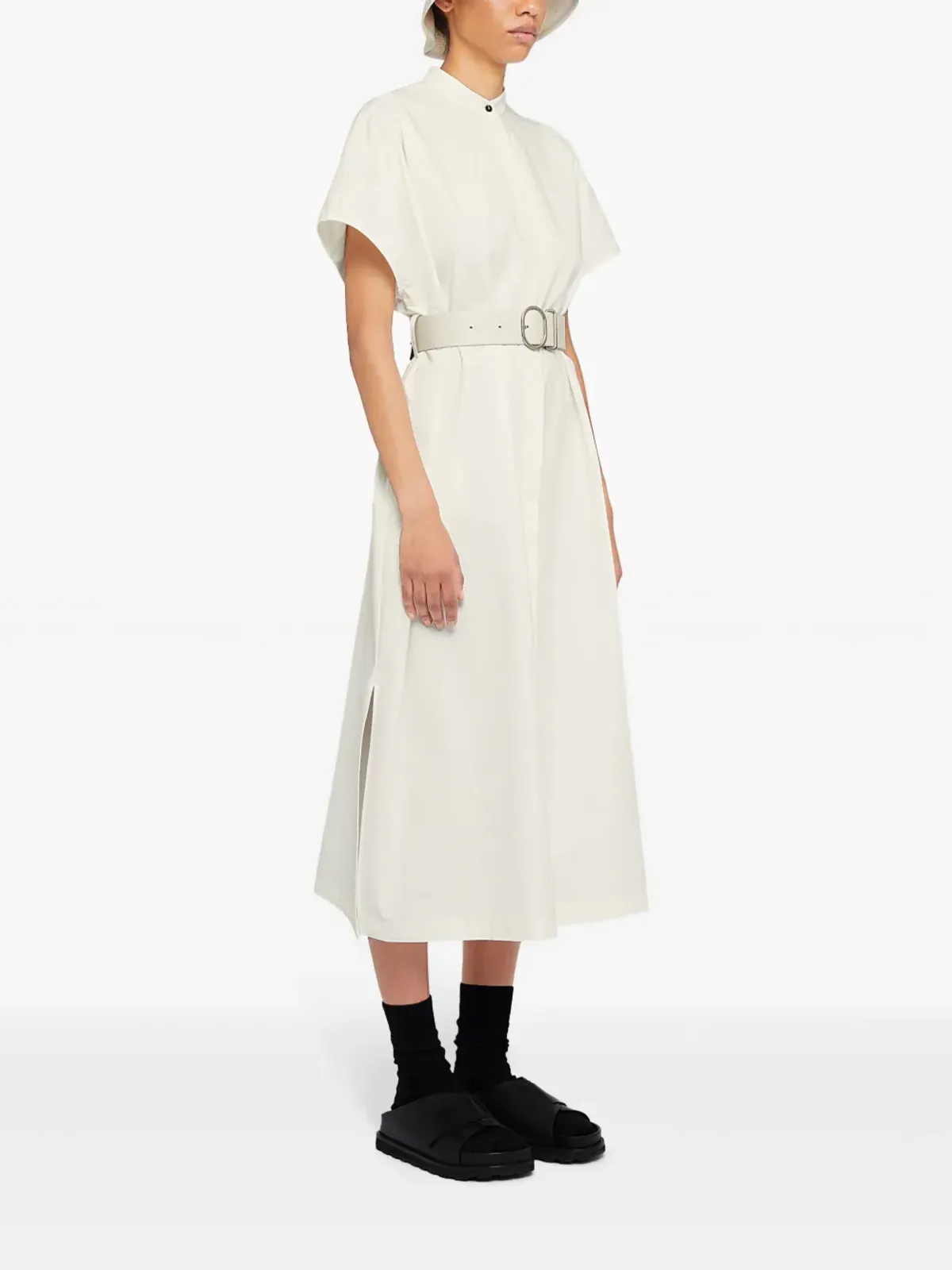 Jil Sander ノーカラーベルト付きシャツドレス - 画像3