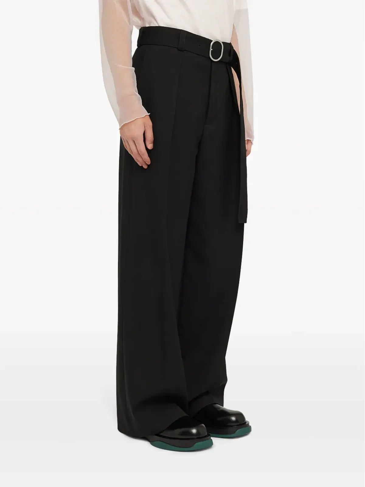 Jil Sander ベルト付きウール製ワイドパンツ ブラック - 画像5