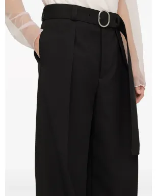 Jil Sander ベルト付きウール製ワイドパンツ ブラック - サムネイル4