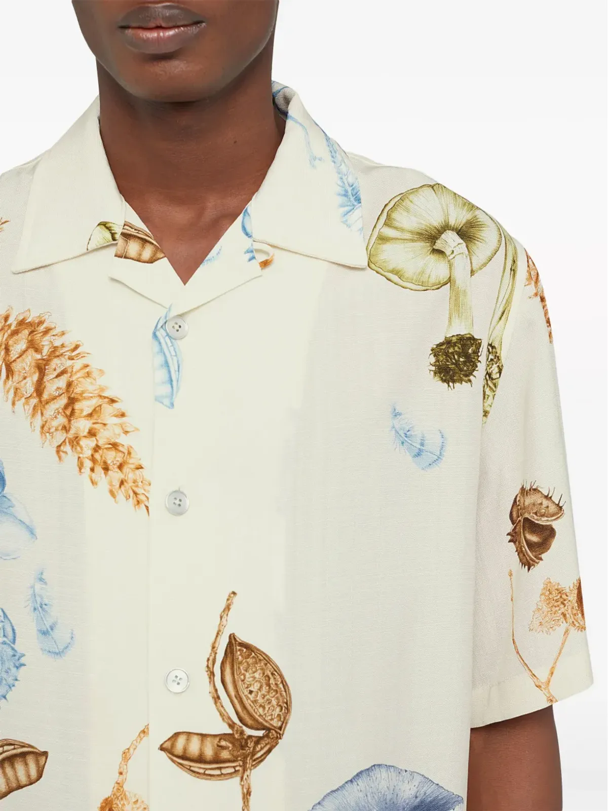 Jil Sander マッシュルーム柄プリント開襟半袖シャツ - イエロー - 画像5