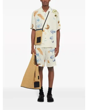 Jil Sander マッシュルーム柄プリント開襟半袖シャツ - イエロー - サムネイル2