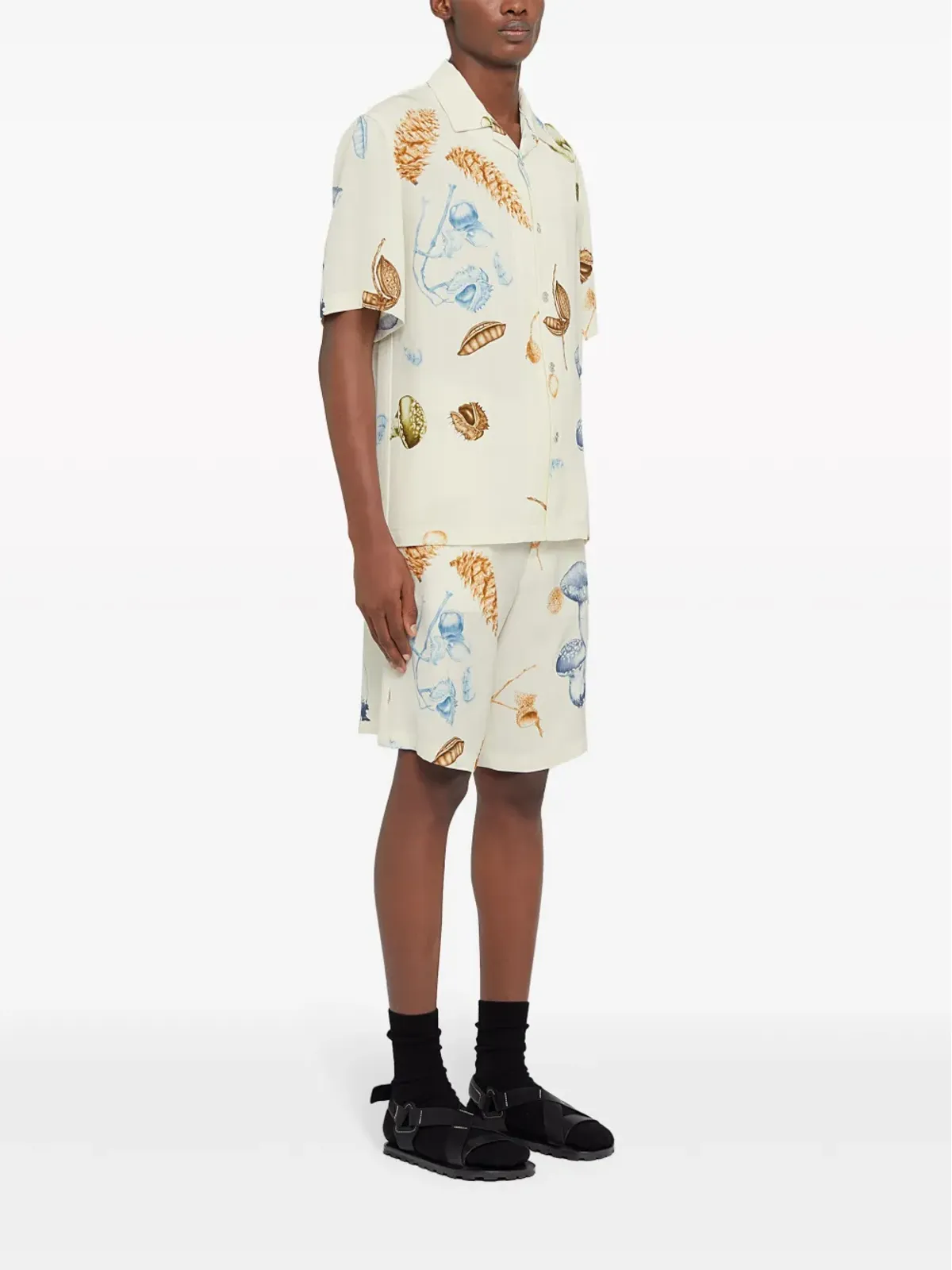 Jil Sander マッシュルーム柄プリント開襟半袖シャツ - イエロー - 画像3