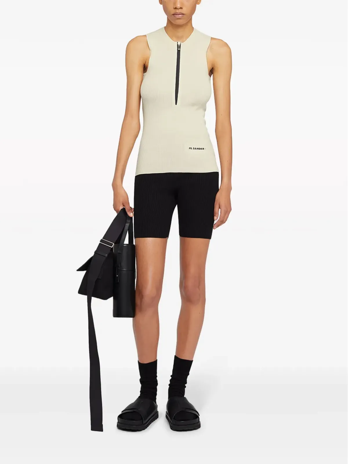Jil Sander ロゴプリント細リブ タンクトップ - ホワイト - 画像2
