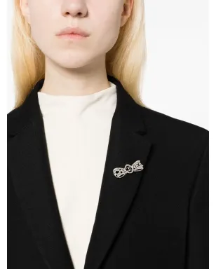 CHANEL ビンテージ 2000年代 CCロゴ入りラインストーン付きリボンブローチ - シルバー - サムネイル2