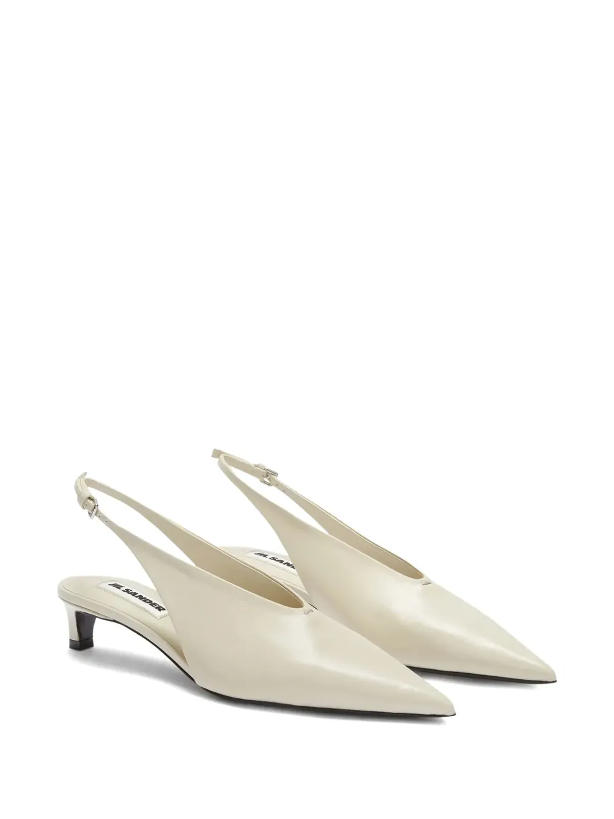 Jil Sander ポインテッドトゥ レザー スリングバック パンプス - 画像2