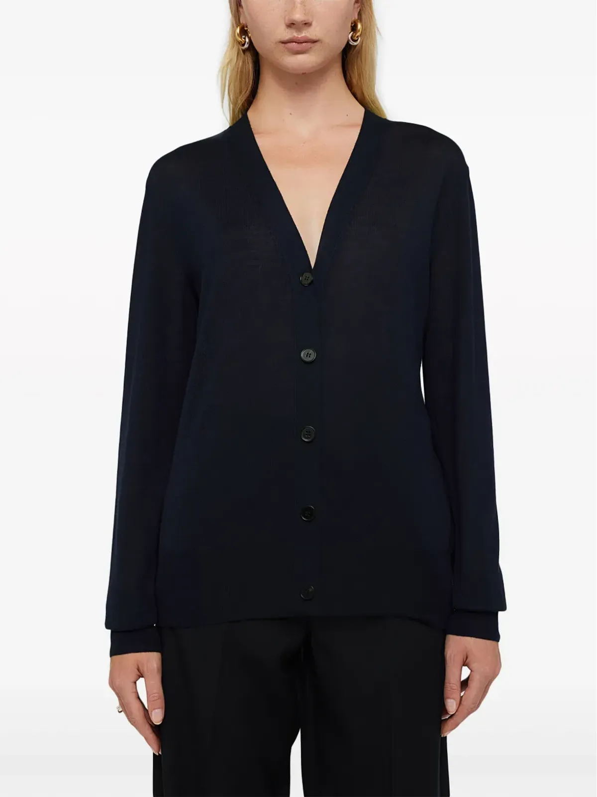 Jil Sander Vネック カシミヤ カーディガン ブルー - 画像2