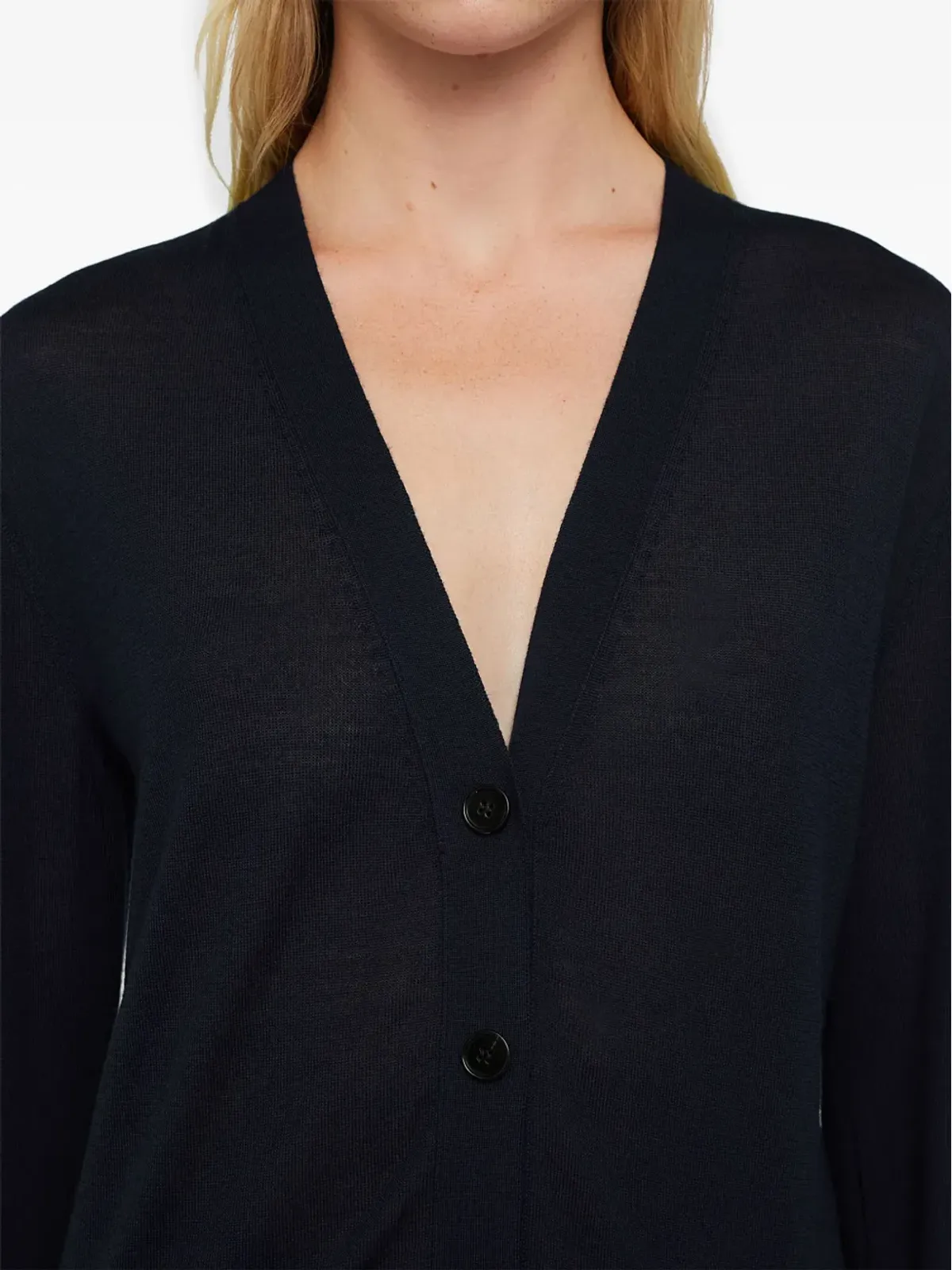 Jil Sander Vネック カシミヤ カーディガン ブルー - 画像3