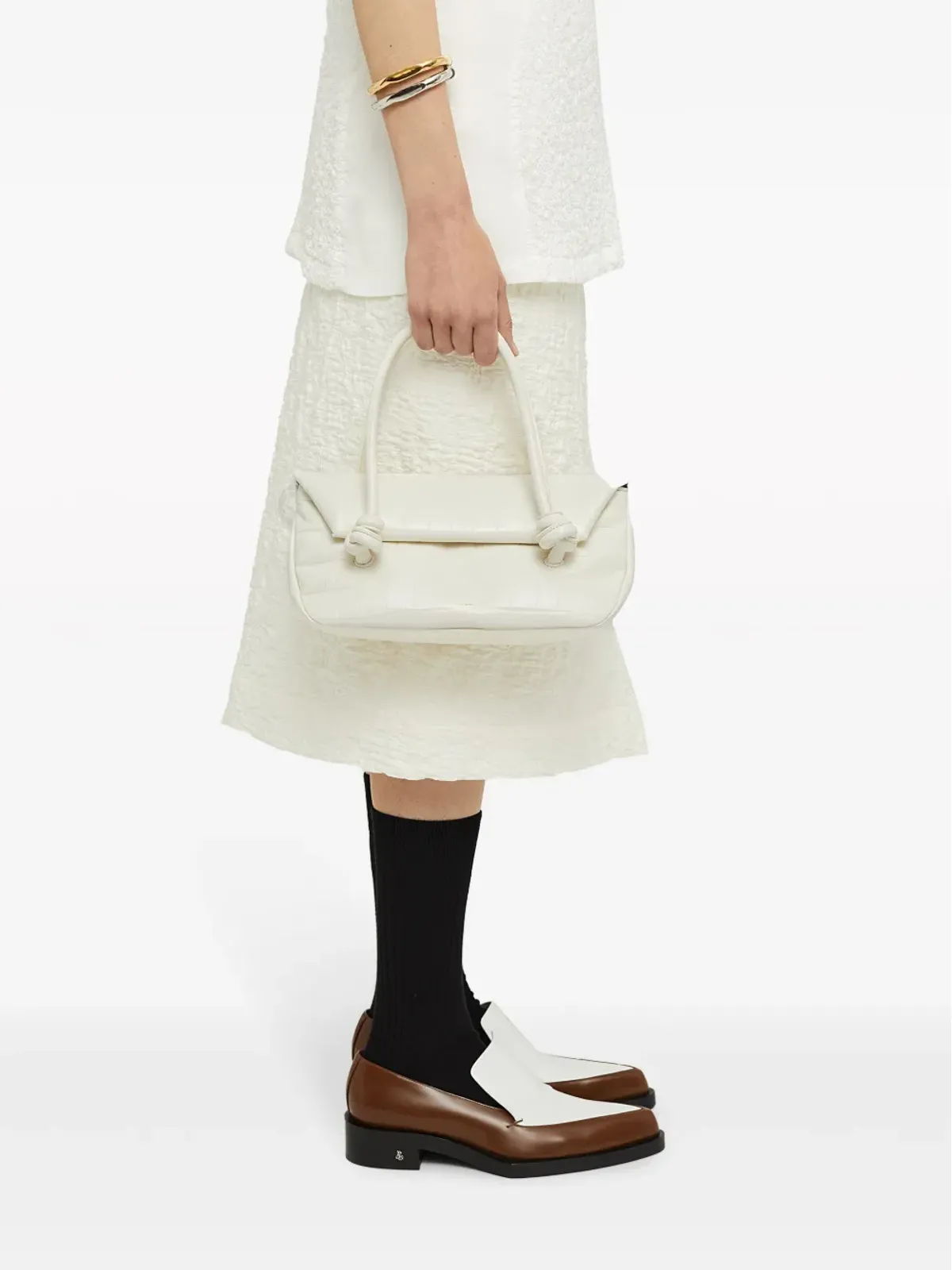 Jil Sander 小型クロコダイルエフェクト ショルダーバッグ - White - 画像2
