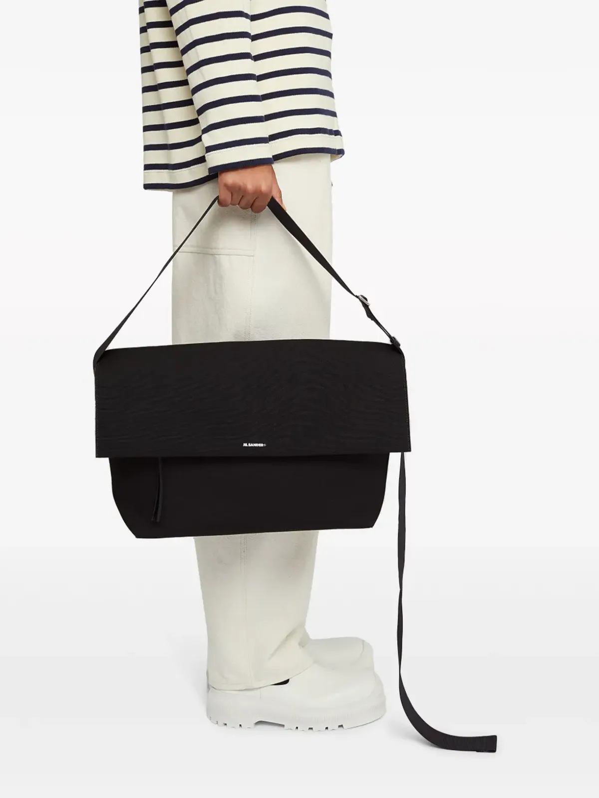 Jil Sander ラージ ユーティリティ コットン クロスボディ バッグ - ブラック - 画像3