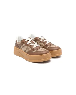 Gucci Kids GGカンバスレザー スニーカー - サムネイル1