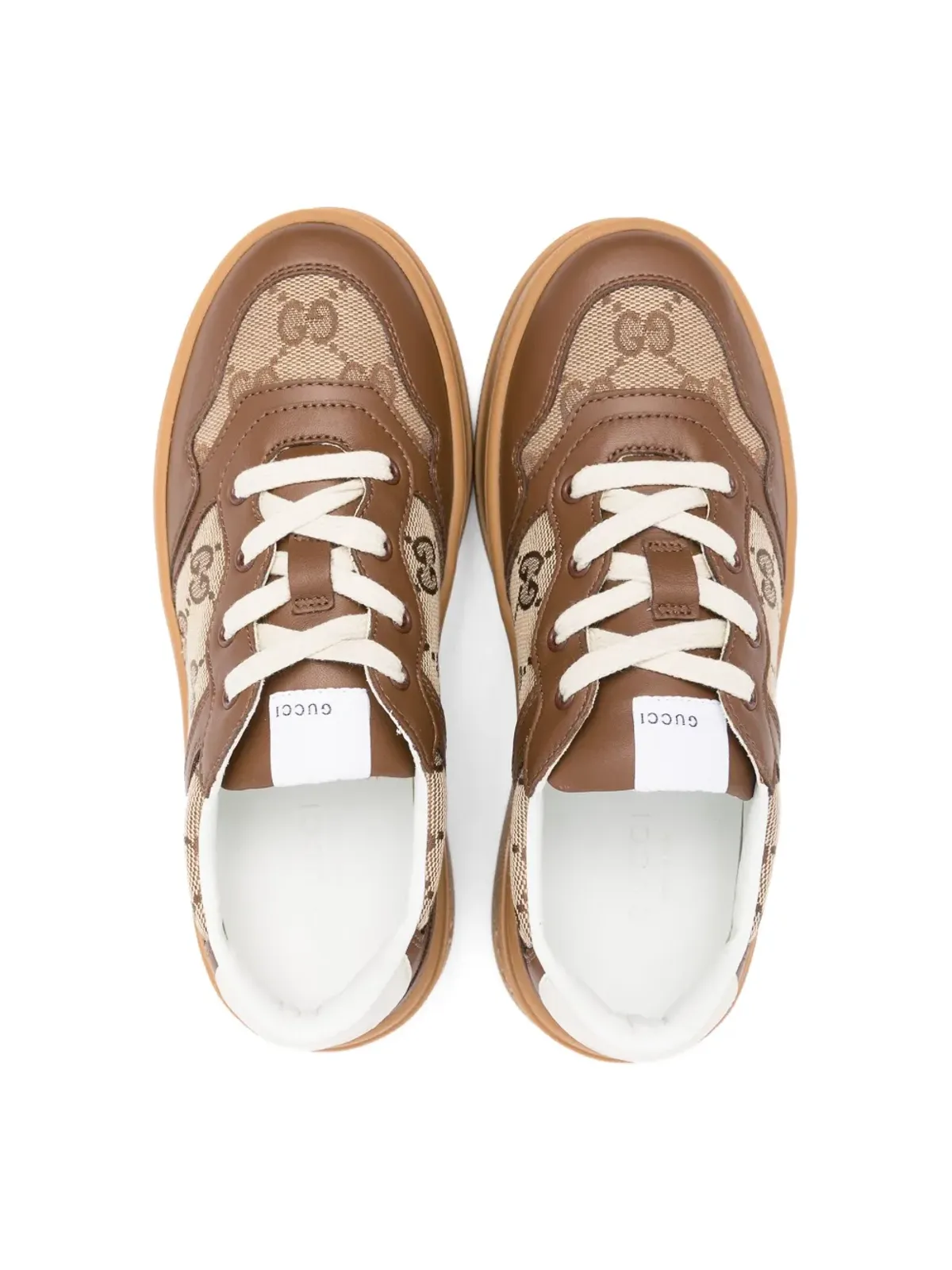 Gucci Kids GGカンバスレザー スニーカー - 画像3