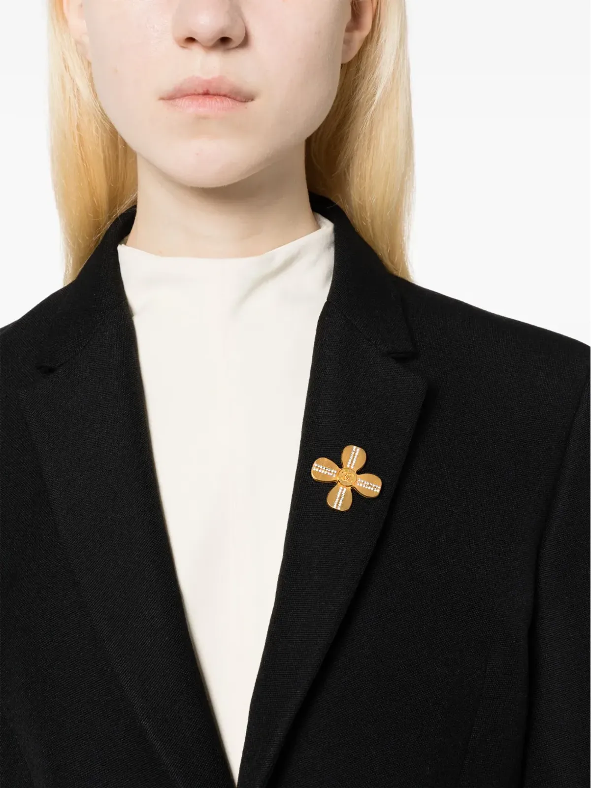 CHANEL ビンテージ 2001 CC クローバーブローチ - ゴールド - 画像2