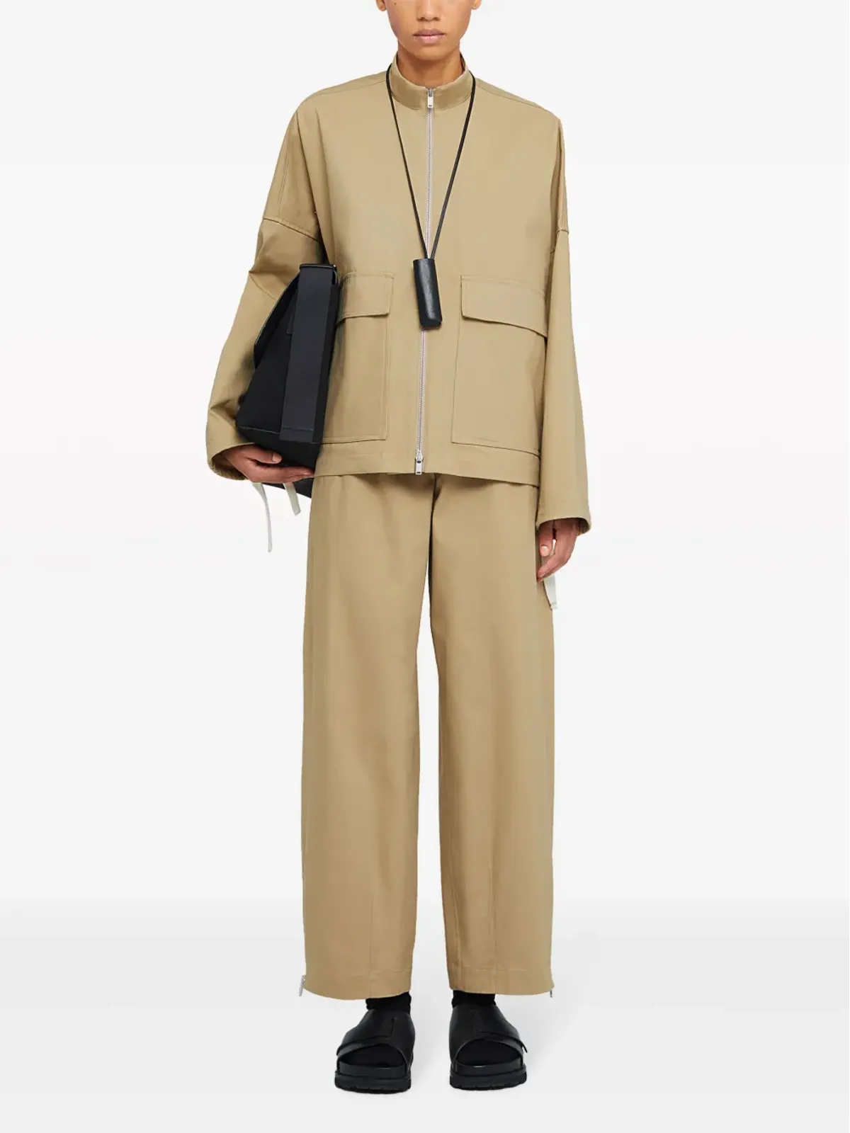 Jil Sander ロゴアップリケ付き コットンジャケット - ブラウン - 画像2