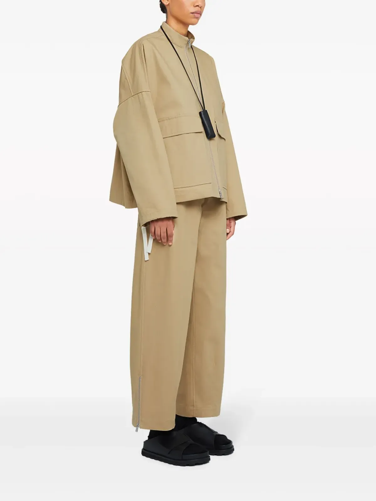 Jil Sander ロゴアップリケ付き コットンジャケット - ブラウン - 画像3