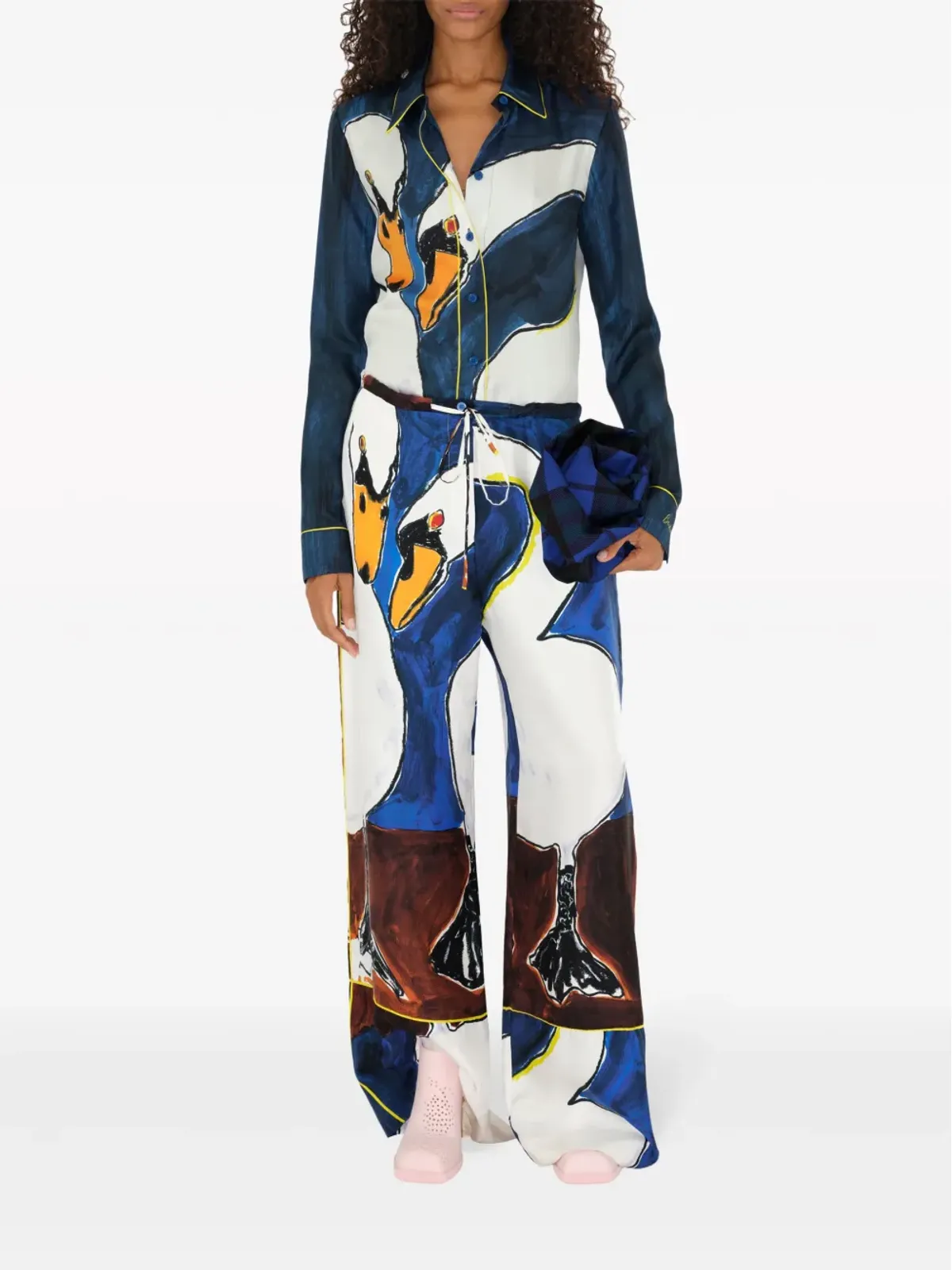 Burberry スワンプリント長袖シルクシャツ - ブルー - 画像2