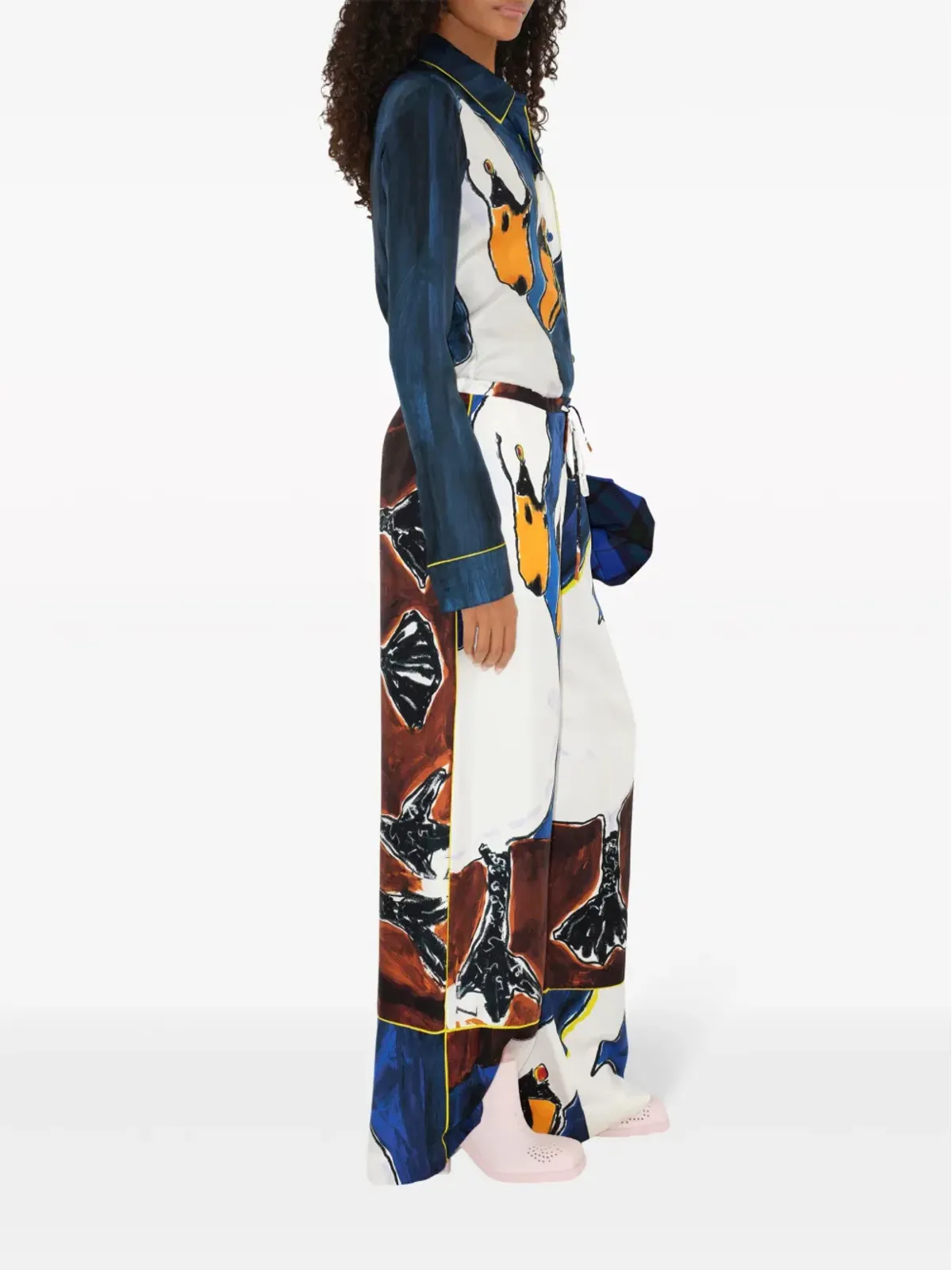 Burberry スワンプリント長袖シルクシャツ - ブルー - 画像3