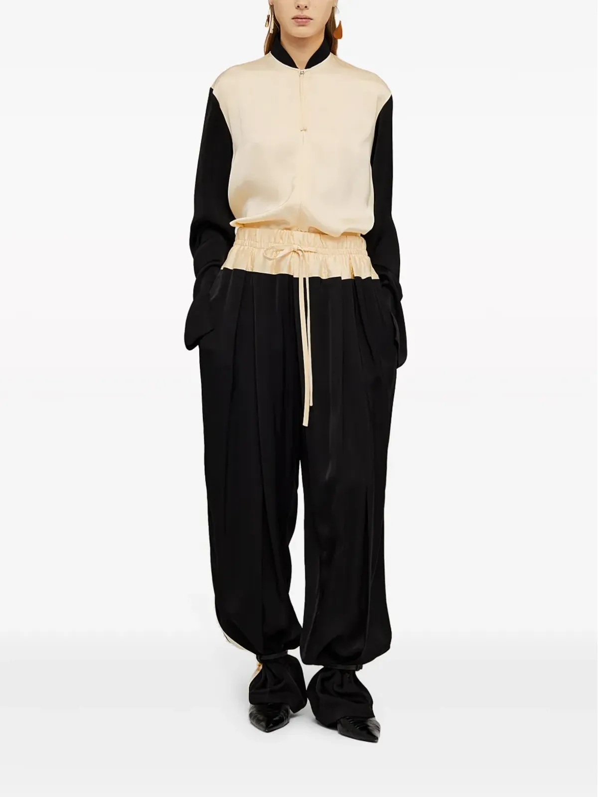 Jil Sander パネル付きドローストリング・ストレートレッグ・トラックパンツ ブラック - 画像2