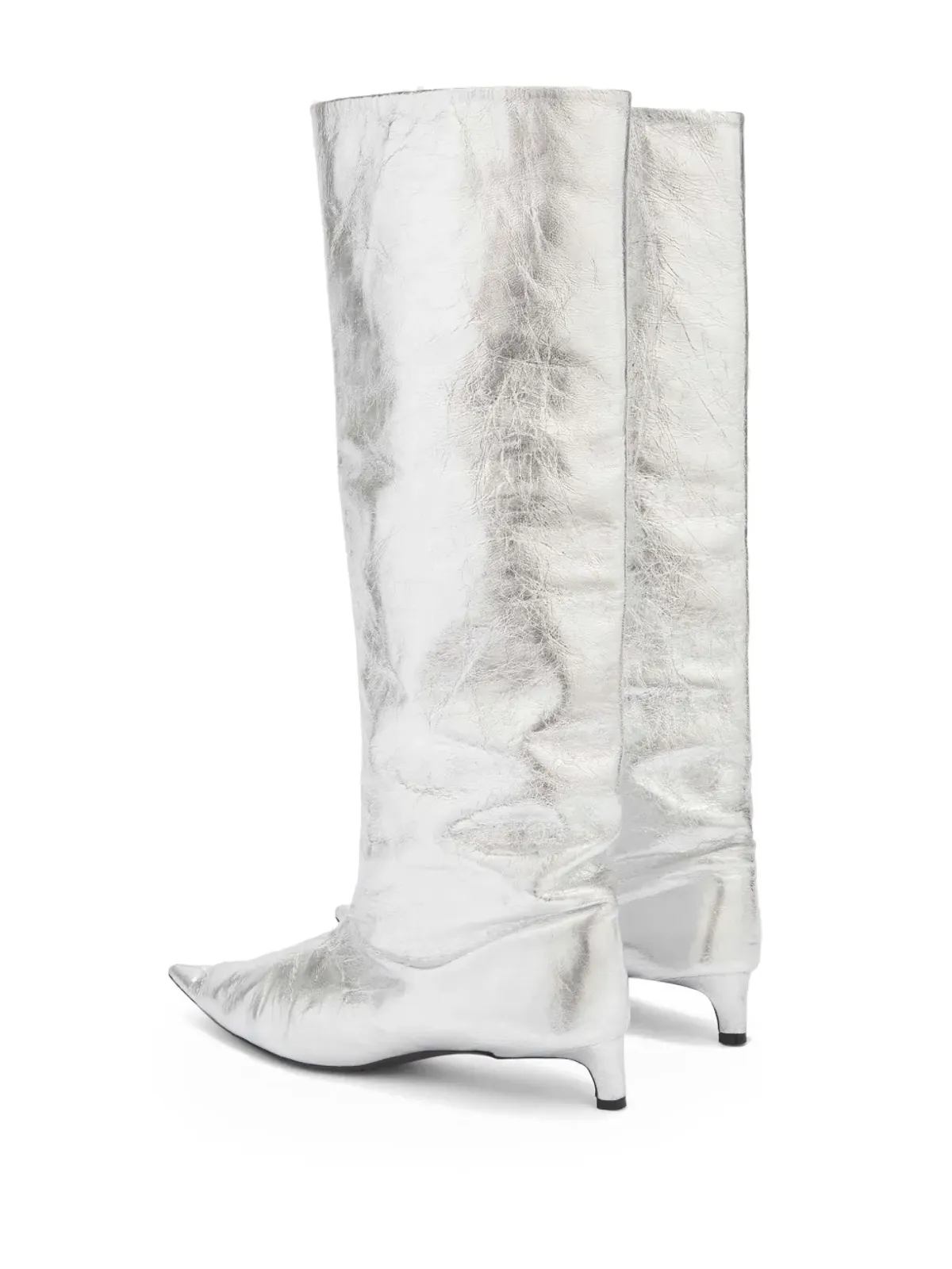 Jil Sander メタリック ニーハイブーツ グレー - 画像3
