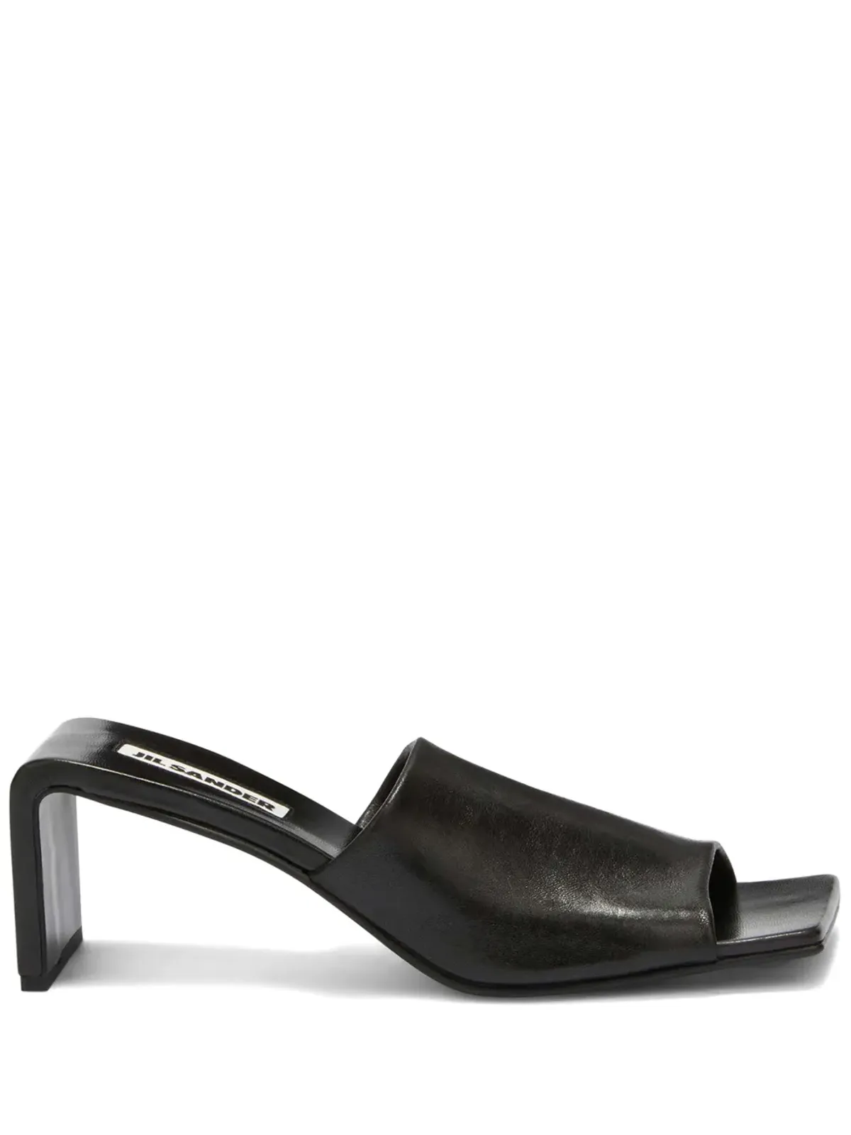 Jil Sander スクエアオープントゥレザーサンダル ブラック - 画像1