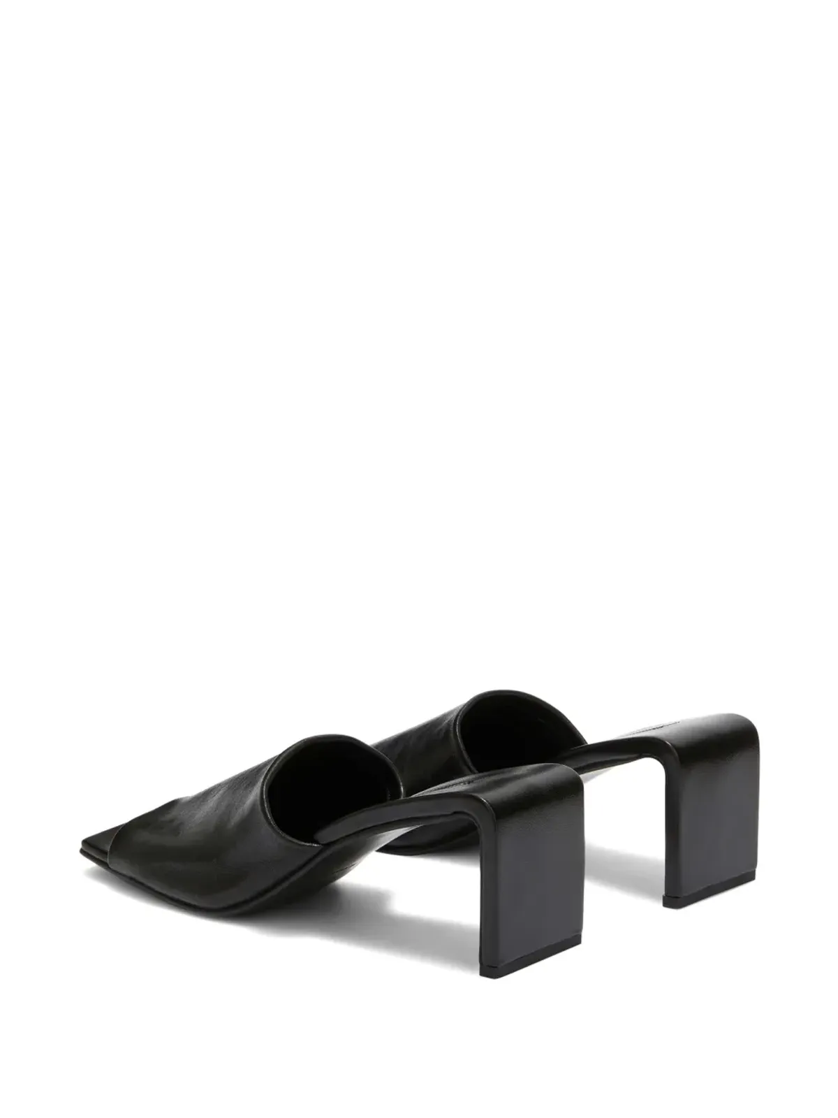 Jil Sander スクエアオープントゥレザーサンダル ブラック - 画像3