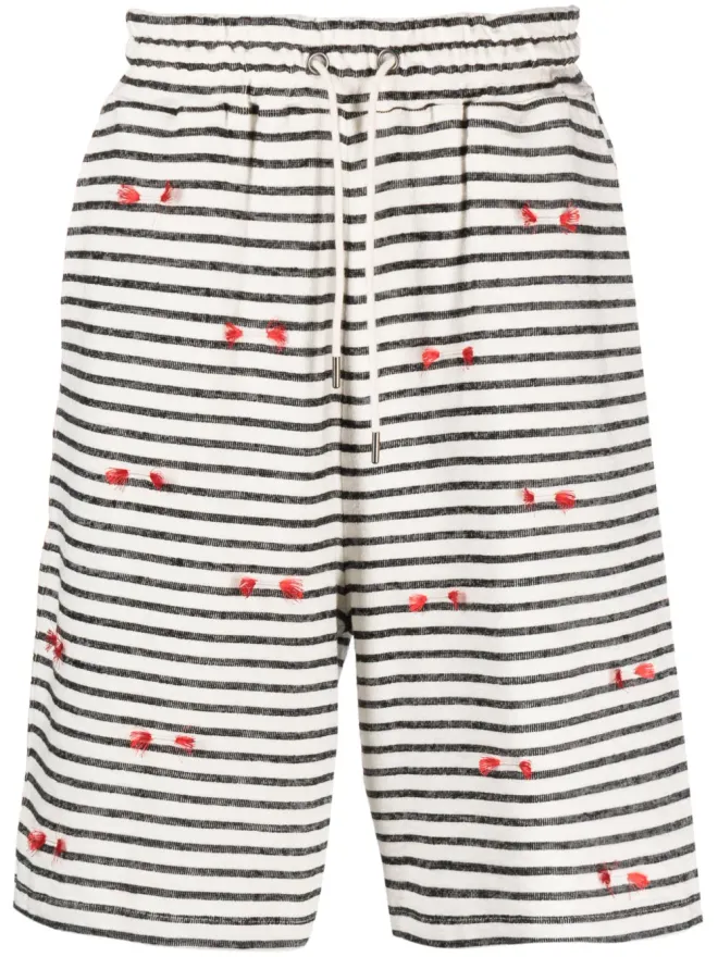 Henrik Vibskov Henrik Vibskov フリンジ付きストライプショーツの商品画像