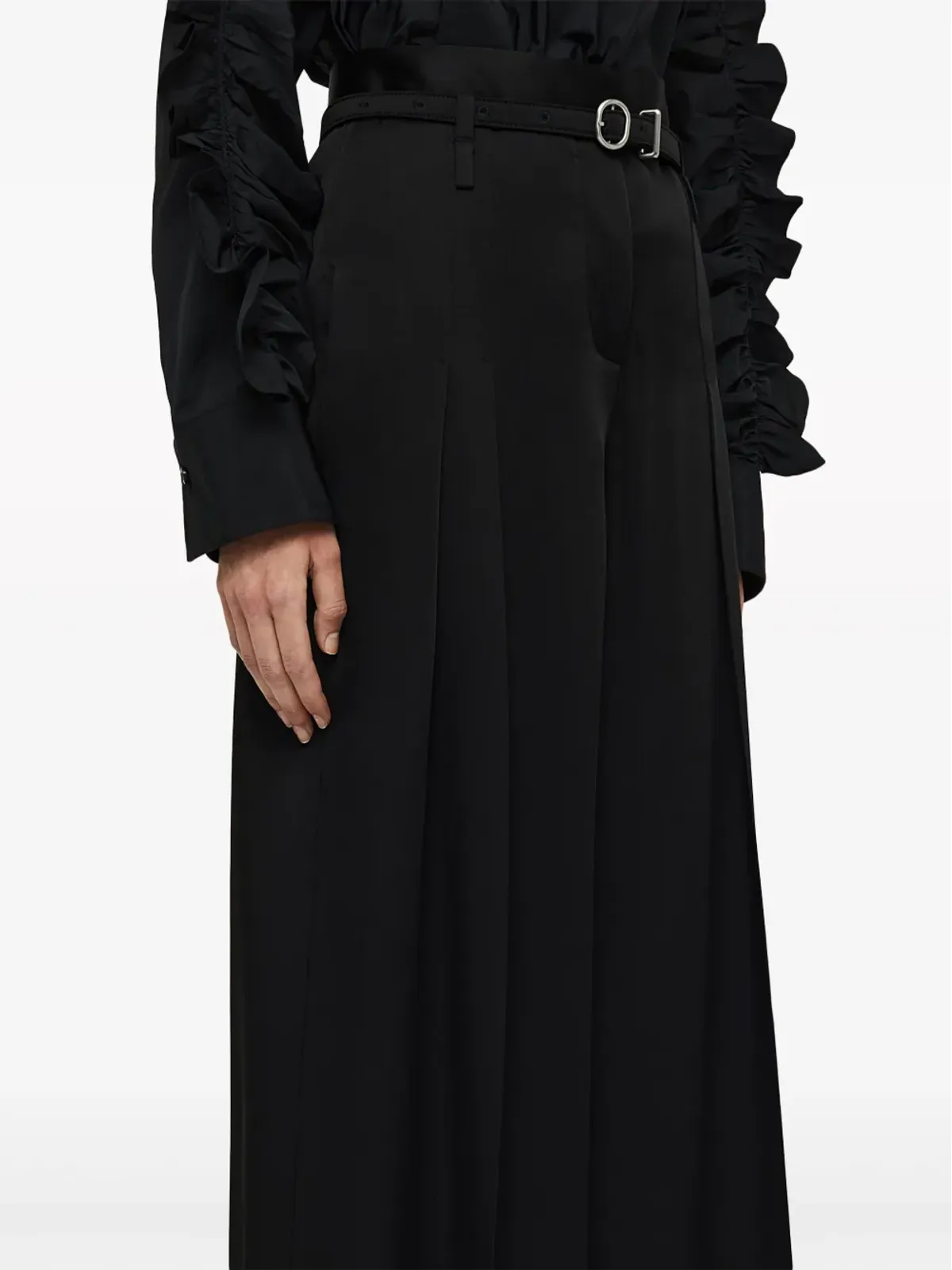 Jil Sander ベルト付きアンクルタイのテーラードパンツ - ブラック - 画像5