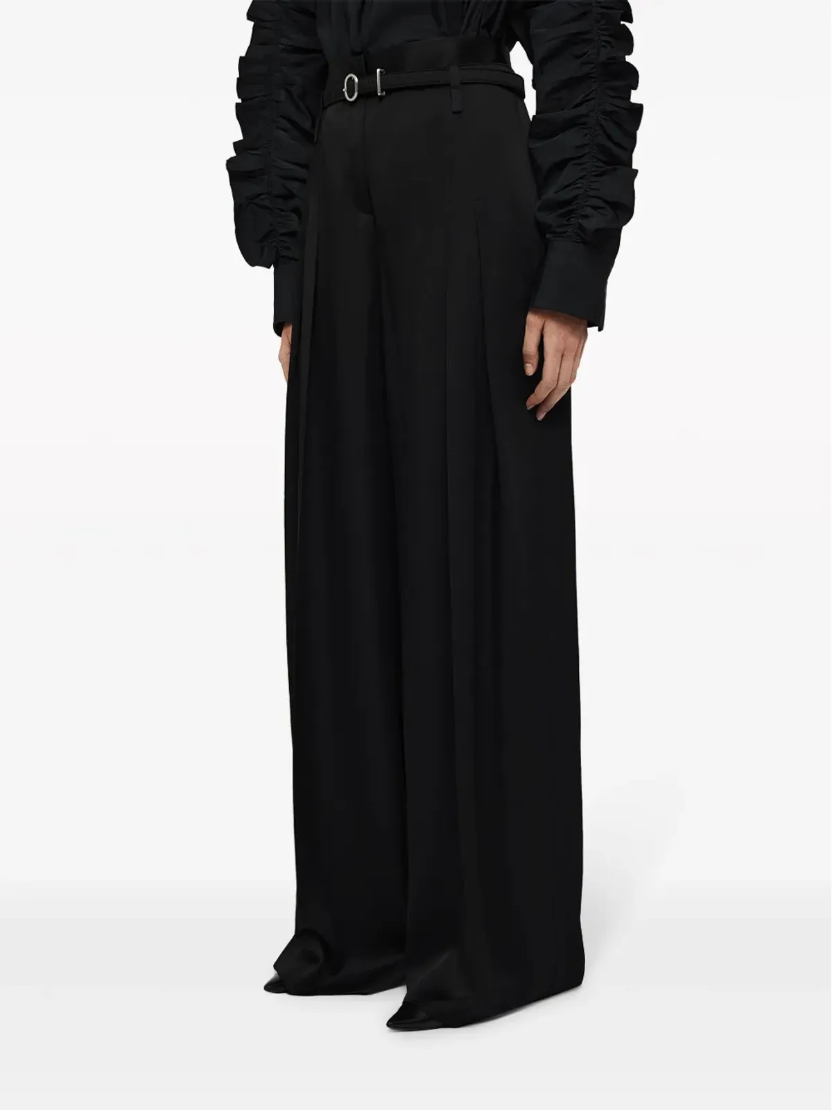Jil Sander ベルト付きアンクルタイのテーラードパンツ - ブラック - 画像4