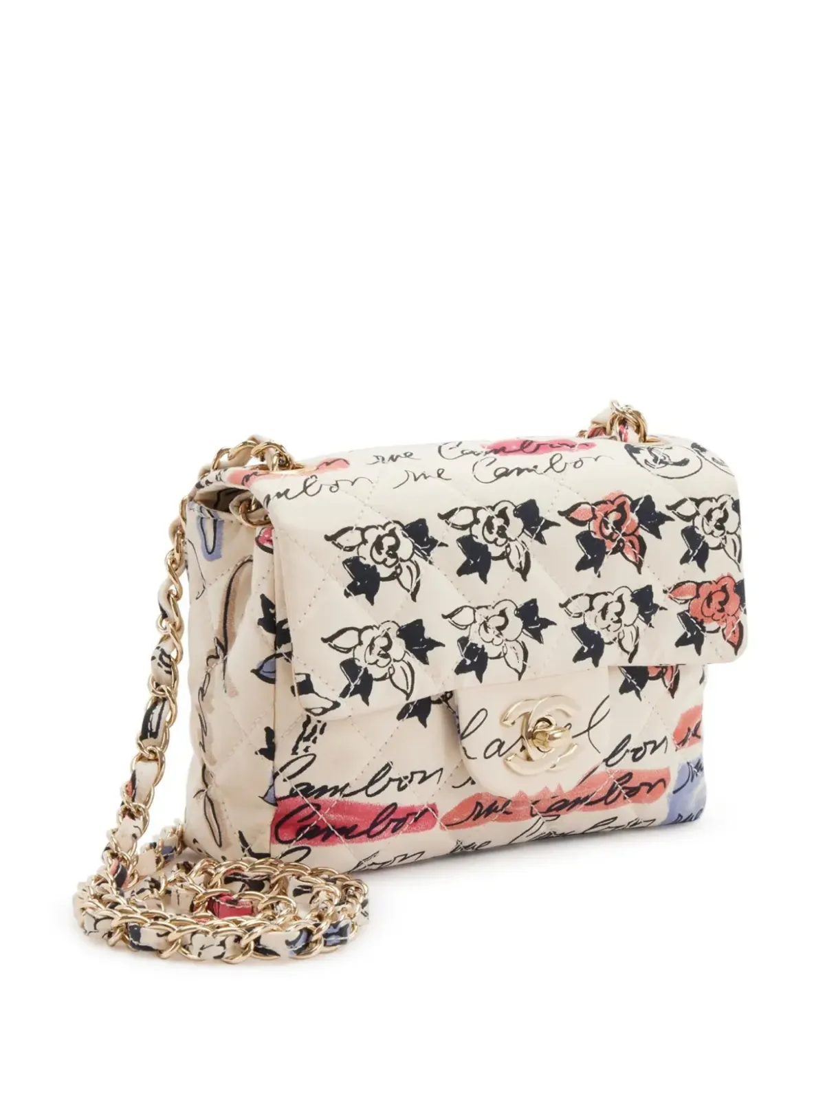 CHANEL ビンテージ 2006年 ミニ グラフィティ クラシック フラップ ショルダーバッグ - ニュートラルカラー - 画像3