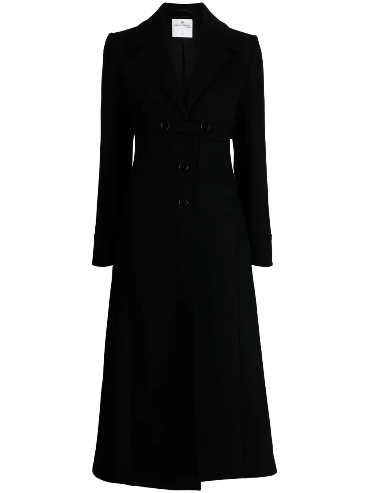 Courrèges シングルブレスト Aラインコート ブラック - 画像1