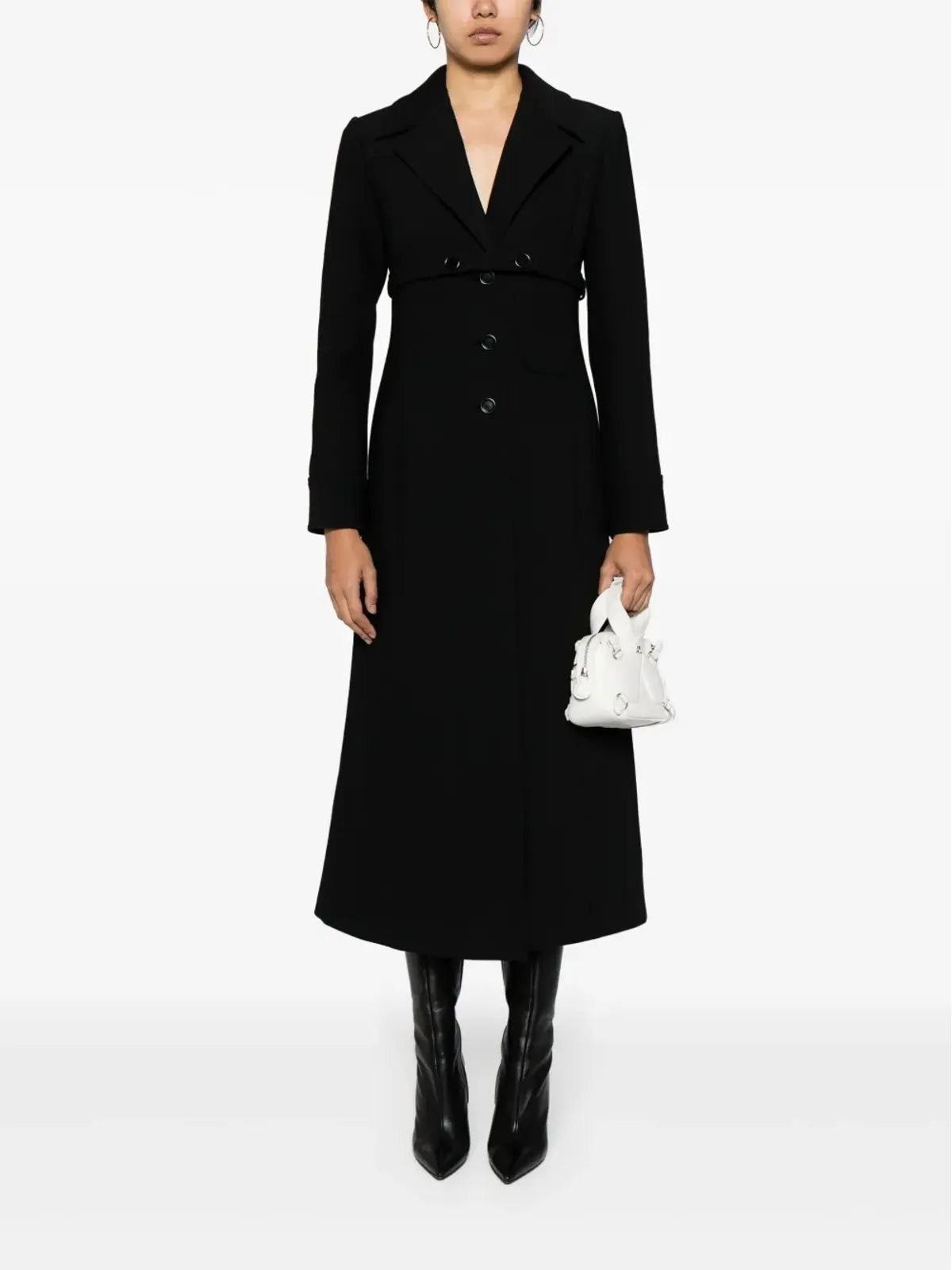 Courrèges シングルブレスト Aラインコート ブラック - 画像2
