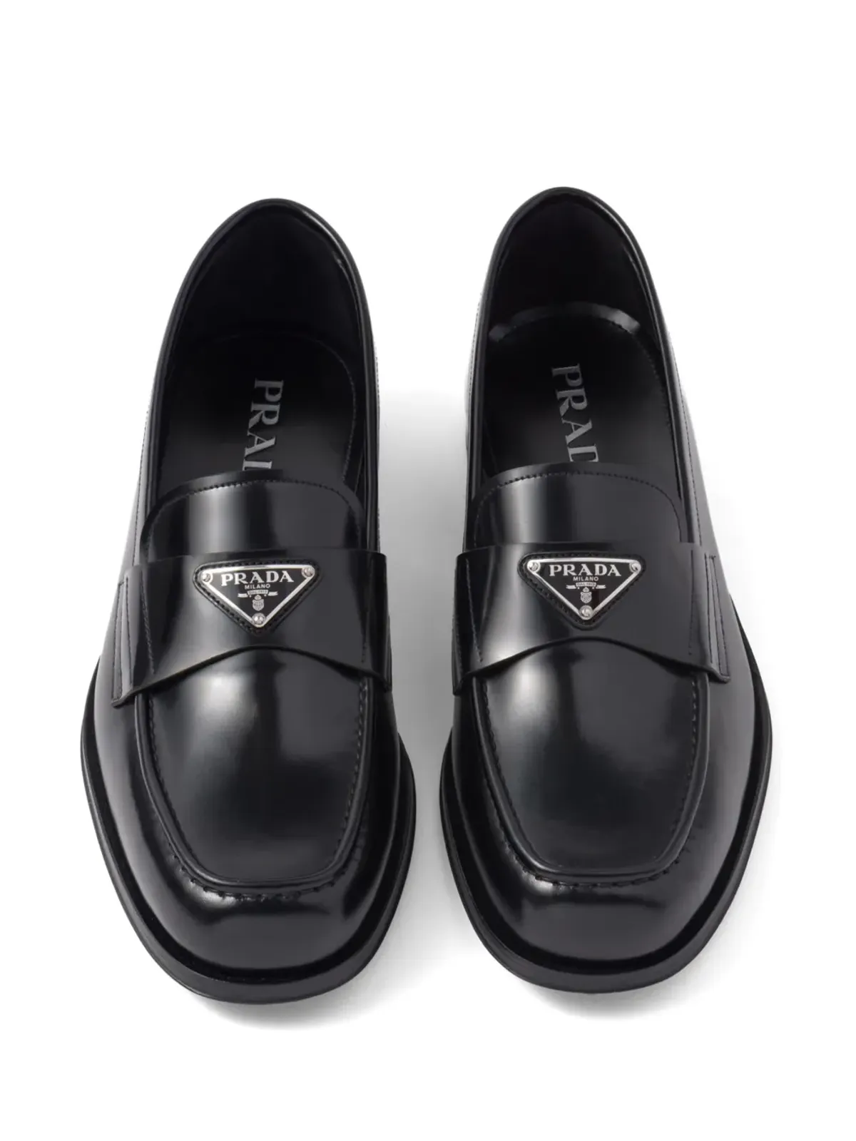 Prada トライアングルロゴ ブラッシュドレザー ローファー - 画像5