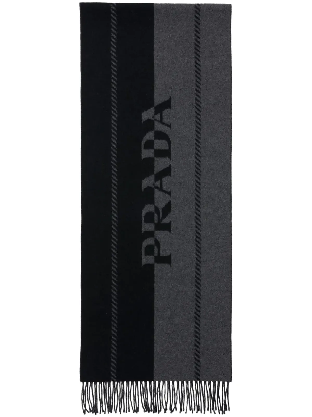 Prada ロゴジャカード ウール スカーフ - グレー - 画像1