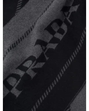 Prada ロゴジャカード ウール スカーフ - グレー - サムネイル2