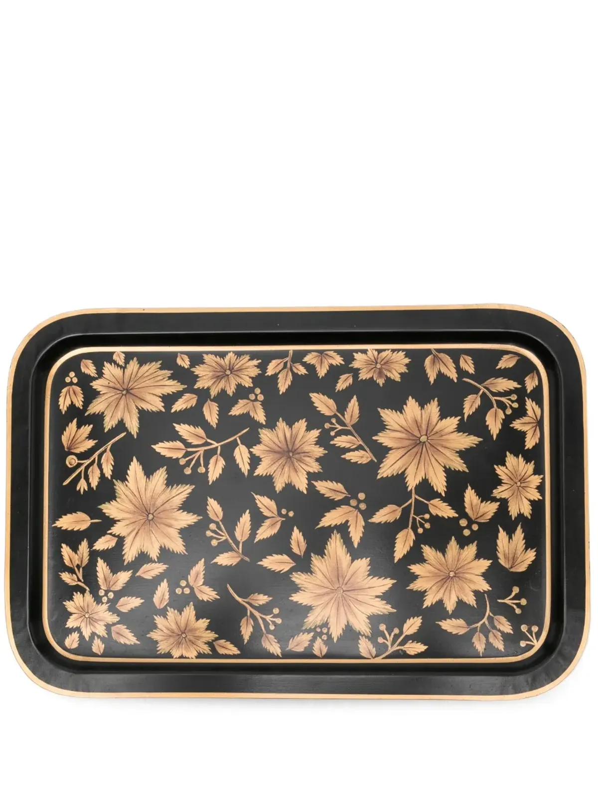 Les-Ottomans x Browns 花柄プリント鉄製トレイ（ブラック） - 画像1