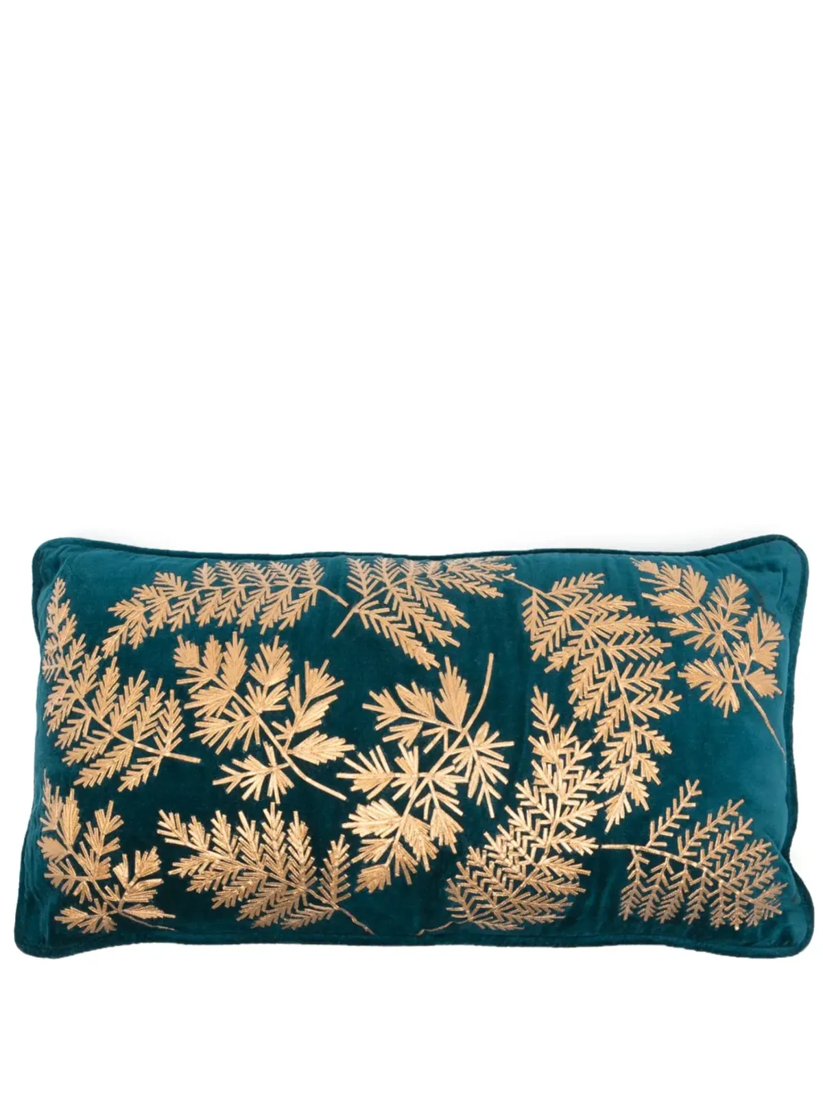 Les-Ottomans 葉柄刺繍ベルベットクッション - 画像1
