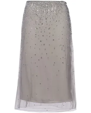 Prada クリスタルスタッズ付きチュールミディスカート - グレー - サムネイル1