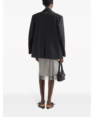 Prada クリスタルスタッズ付きチュールミディスカート - グレー - サムネイル3
