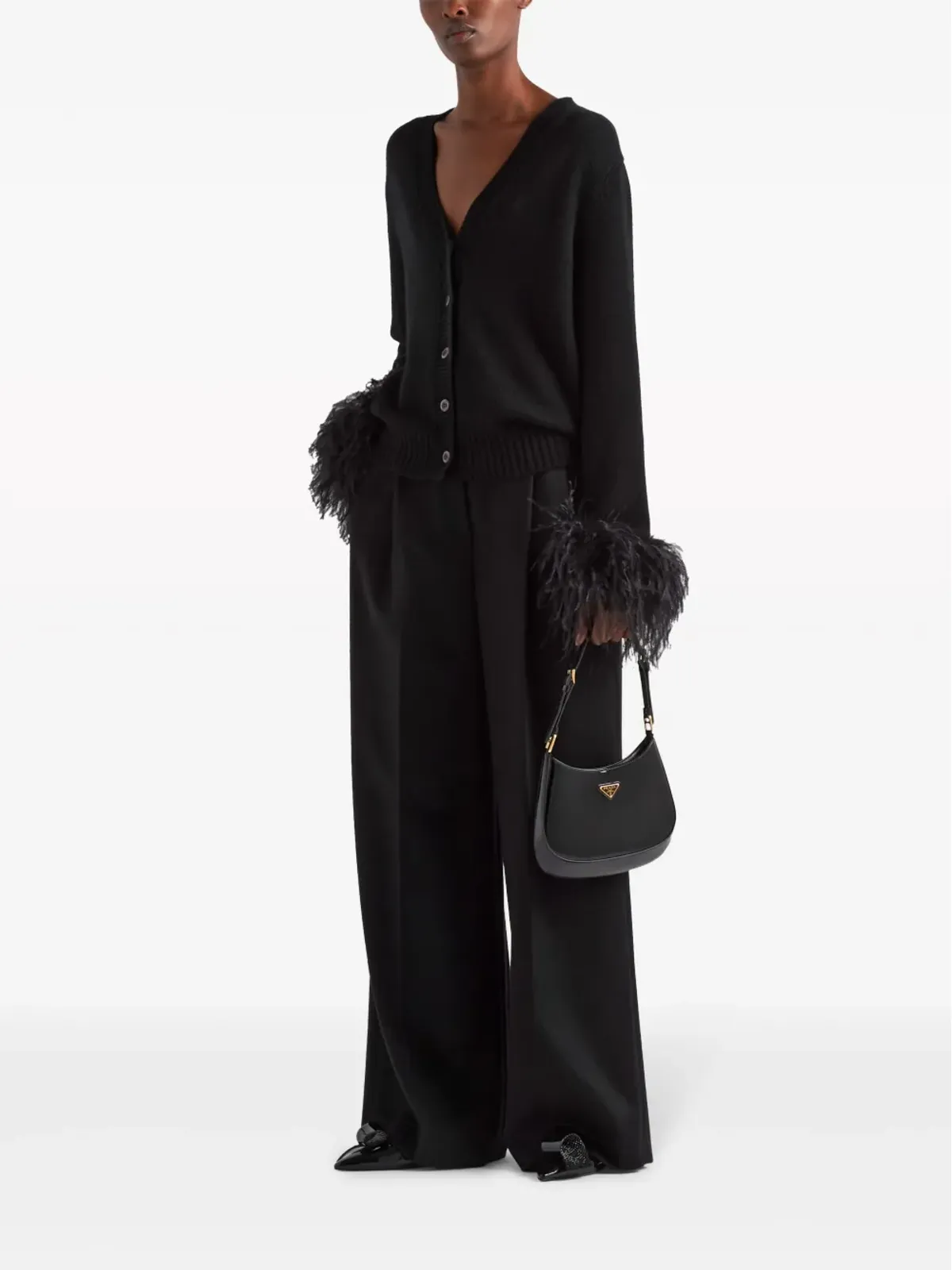Prada フェザートリム カシミアパンツ - ブラック - 画像2