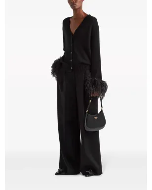 Prada フェザートリム カシミアパンツ - ブラック - サムネイル2