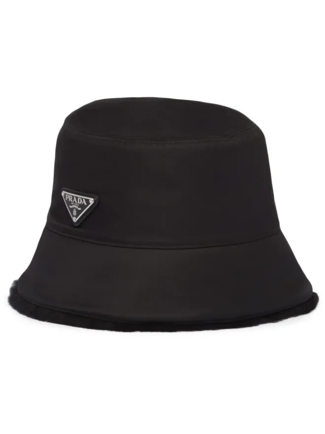 Prada Prada トライアングルロゴ シアーリング バケットハット - ブラックの商品画像
