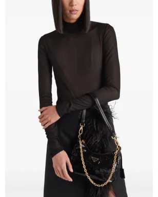 Prada ガザー トライアングルロゴ ボディスーツ ブラック - サムネイル4