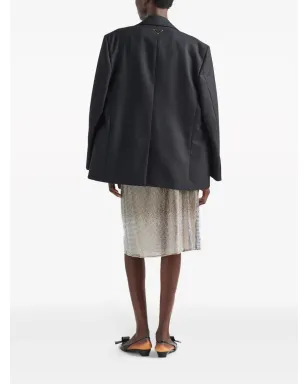 Prada ラインストーン装飾のメッシュミディスカート シルバー - サムネイル3