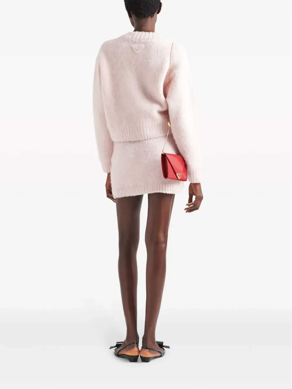 Prada トライアングルロゴ ウール ミニスカート - ピンク - 画像3