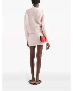 Prada トライアングルロゴ ウール ミニスカート - ピンク - サムネイル3