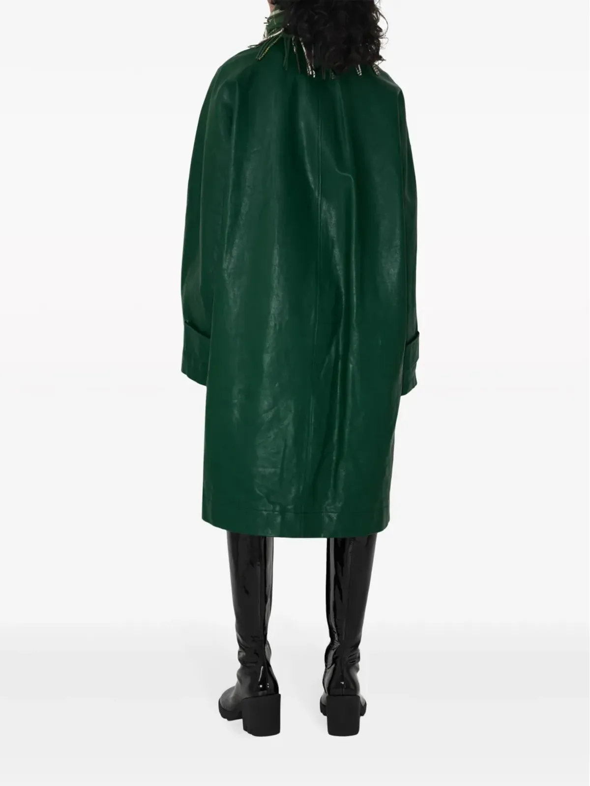 Burberry ロングレザーコート - グリーン - 画像4